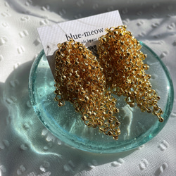 B    つぶつぶ　ビーズ　シャワー　ピアス    イヤリング    ／　ゴールド × トパーズ 3枚目の画像