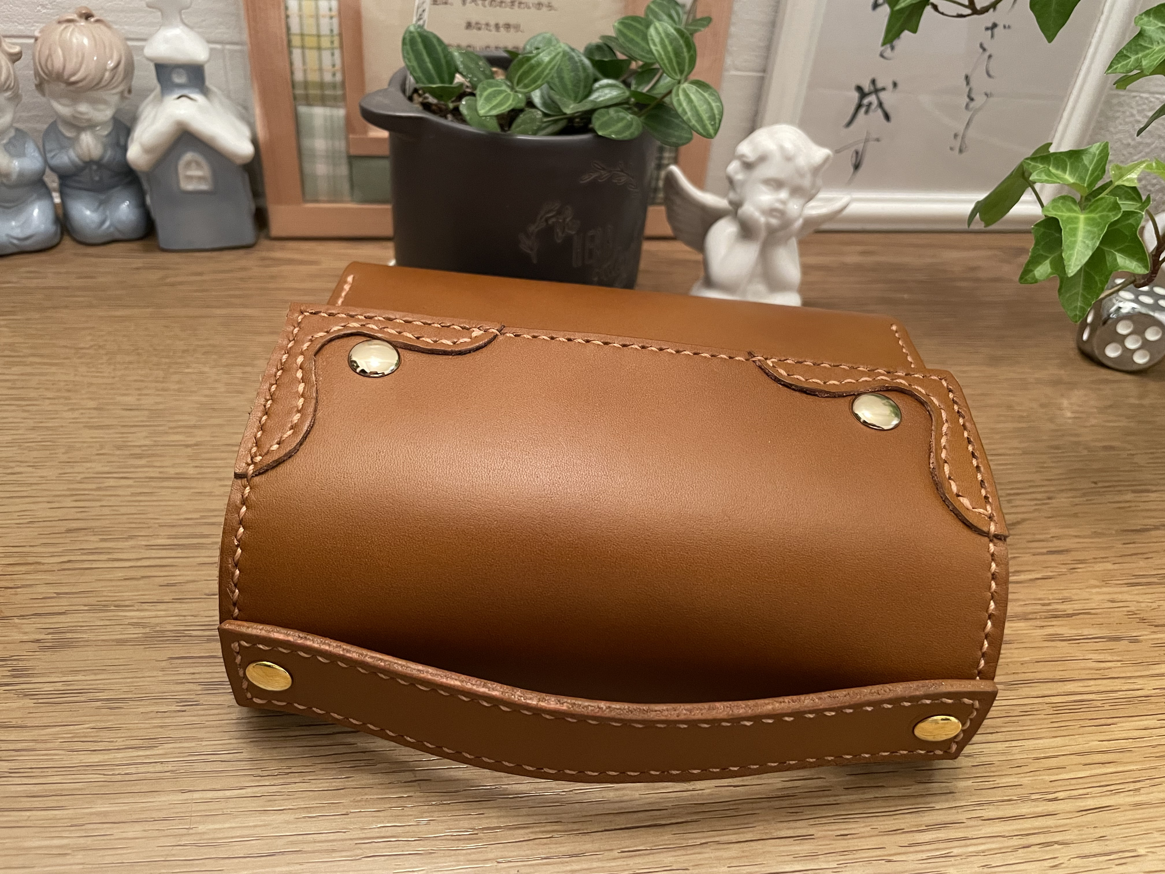 受注見本ハンドメイド本革小型版聖書カバー(取手付き)