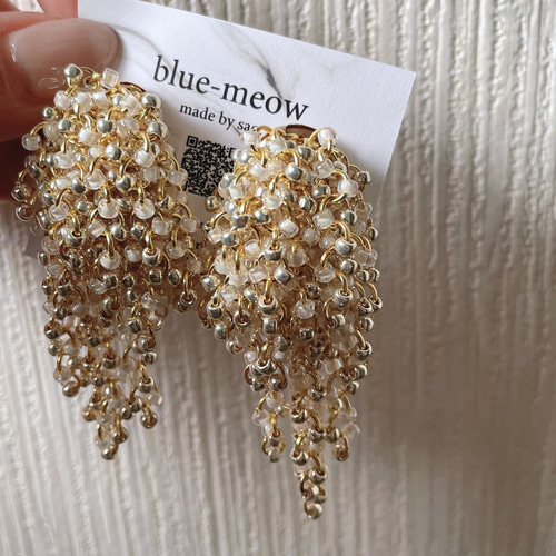 再販＊ B つぶつぶ ビーズ シャワー ピアス イヤリング ／ クリア