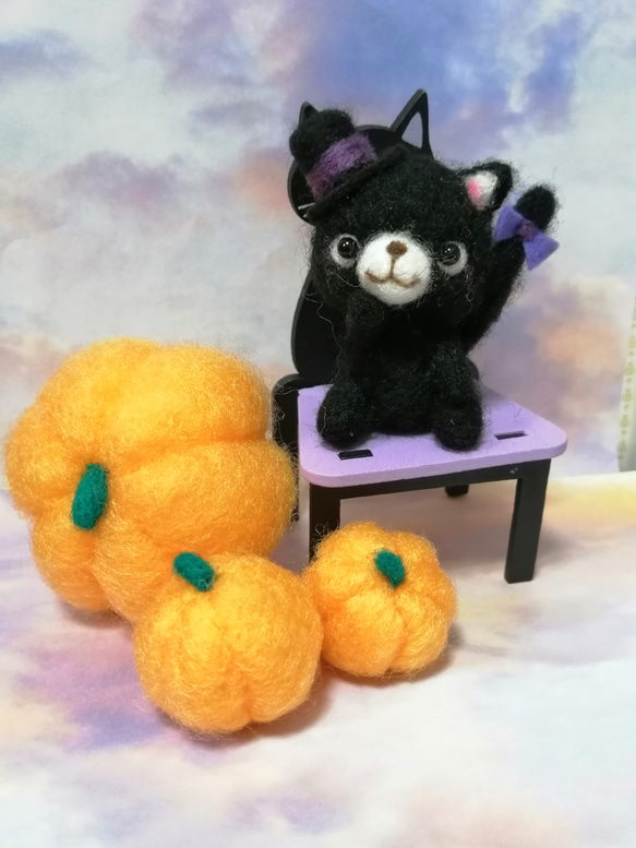 羊毛フェルト ハロウィン 黒猫 羊毛フェルト 秋都 通販 14589899