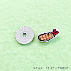 えびフライ【ワッペン】アップリケ エビ エビフライ 海老 shrimp 刺繍 かわいい クロスステッチ ポップ 5枚目の画像