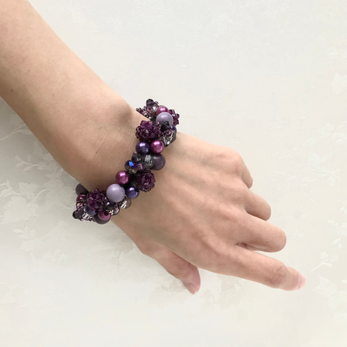 ビーズボール ビジュー クロッシェ シュシュ クラシカル パープル 紫