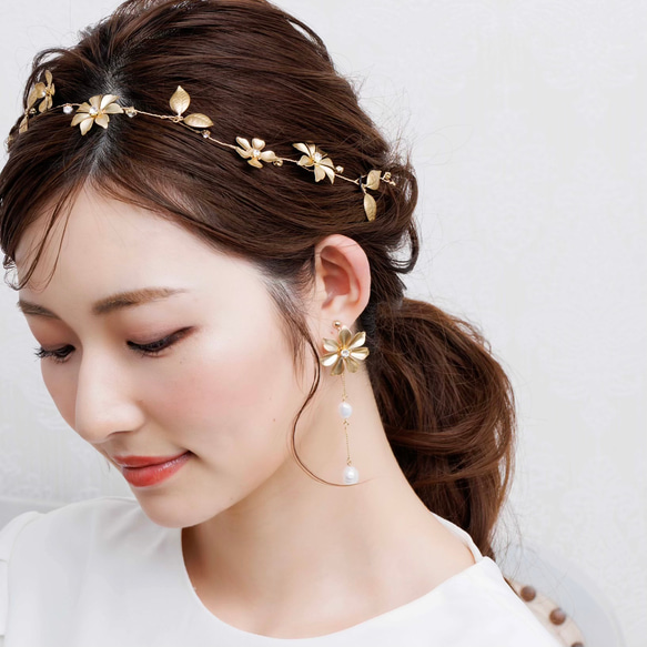 MA126 ウェディング ヘッドドレス　カチューシャ ブライダル ヘアアクセサリー 結婚式 前撮り 卒業式 9枚目の画像