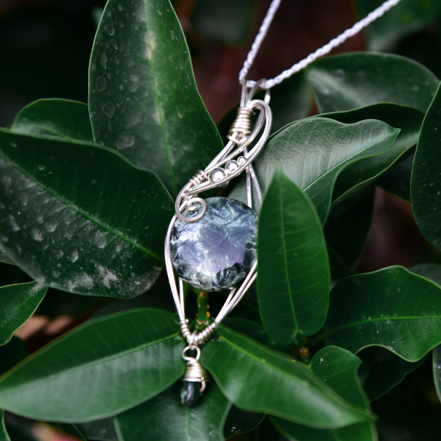 セラフィナイトストーンネックレス・シルバー925 (Fiora)