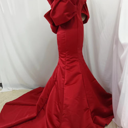 オフショルダー パフスリーブ サテンマーメイドドレス 10枚目の画像