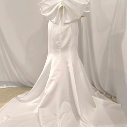 オフショルダー パフスリーブ サテンマーメイドドレス 12枚目の画像