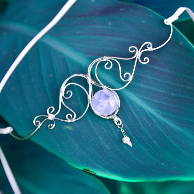 シルバー925頭飾り・ムーンストン (Aurora)