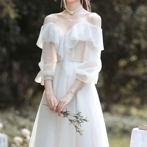 フレアオフショルダー ウエディングドレス ロケーションフォト ドレス  