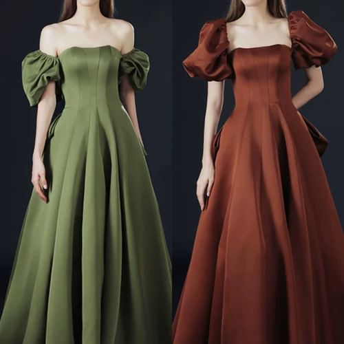 パフスリーブ オフショルダー チューブトップ ドレス ウララ--1000着  