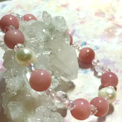 上質グレード☆ピンクオパール&淡水パール ブレスレット 2枚目の画像