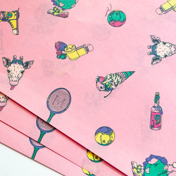 「テニス」A４ ピンク １０枚 ラッピングペーパー  包装紙  tennis_a4_pink 4枚目の画像