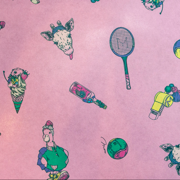「テニス」A４ ピンク １０枚 ラッピングペーパー  包装紙  tennis_a4_pink 3枚目の画像
