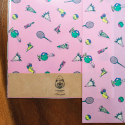 「テニス」A４ ピンク １０枚 ラッピングペーパー  包装紙  tennis_a4_pink 2枚目の画像