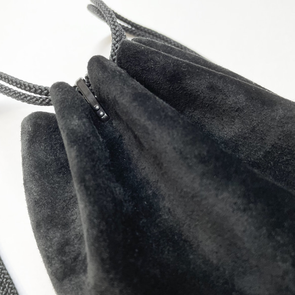 信玄袋(マチ有り、小) ピッグスエード、センターハギ有り、ブラック 4枚目の画像