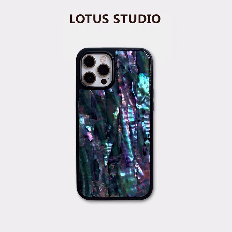 アラビア 天然シェル♡キラキラ オリジナルiPhoneケース ピンク 黒猫