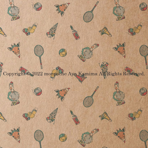 「テニス」A４ クラフト＆ピンク 10枚 ラッピングペーパー  包装紙  tennis_a4_pink_craft 10枚目の画像