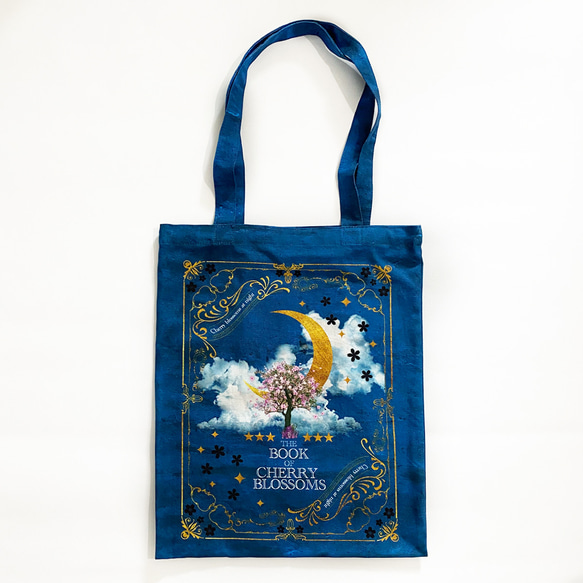 架空の洋書 夜桜の本（BLUE） トートバッグ トートバッグ LALA CloveR