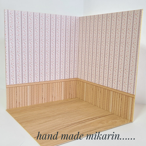 撮影用背景ボード（花柄縦ライン）【ドールハウス】 その他人形