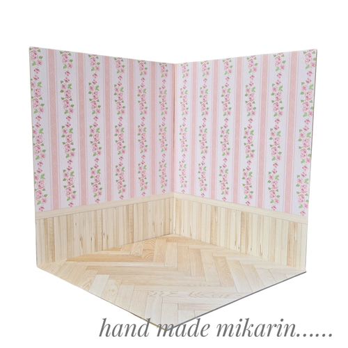 撮影用背景ボード（花柄縦ライン2）【ドールハウス】 その他人形