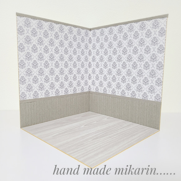 撮影用背景ボード（ダマスク/グレー）【ドールハウス】 その他人形
