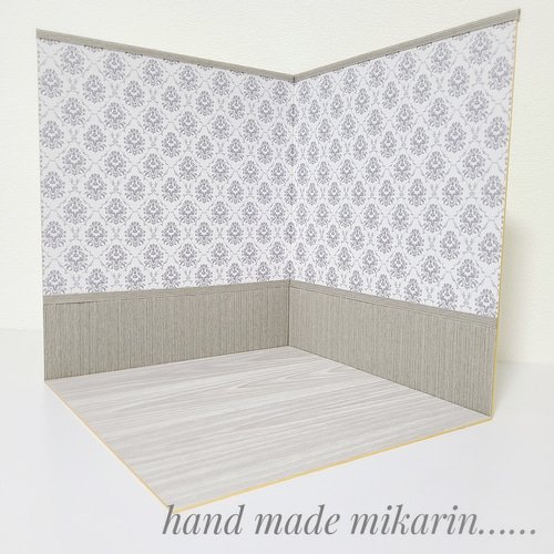撮影用背景ボード（ダマスク/グレー）【ドールハウス】 その他人形
