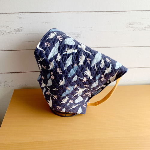 そのままかぶれる防災頭巾カバー♪ 紺＆恐竜 雑貨・その他 03handmade  