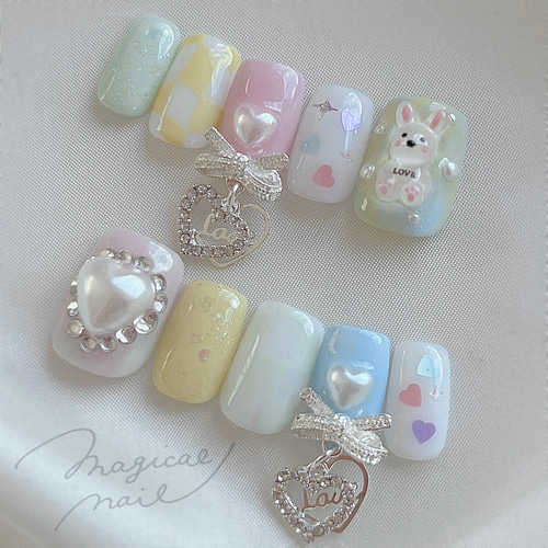 オーダー】イースター ウサギ ネイルチップ nail イースターにおすすめ