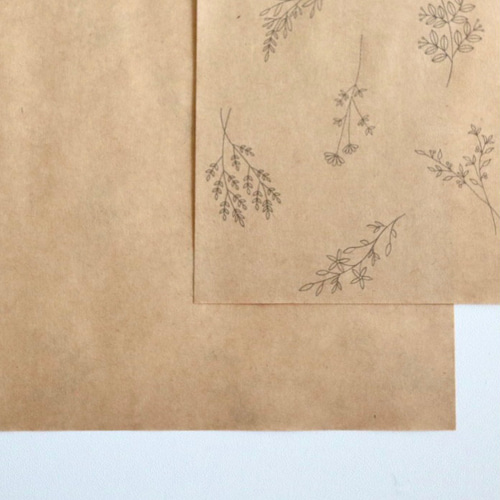 A4 デザインペーパー クラフト紙 (10枚入り) ボタニカル柄 包装紙