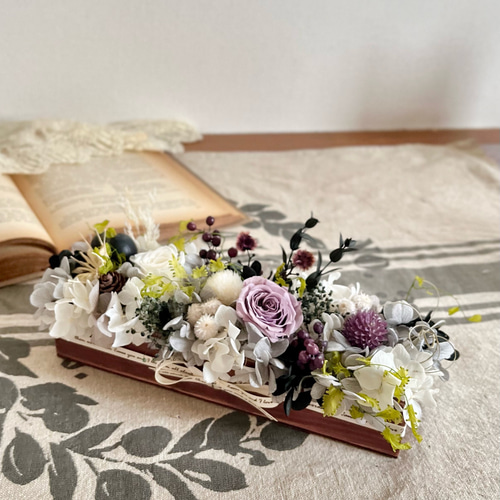 木箱の秋色フラワーアレンジメント プリザーブドフラワー