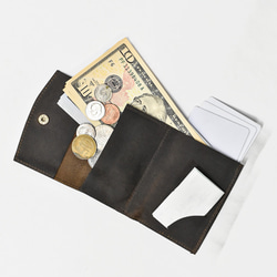 【限1件】附皮革錶帶！迷你錢包，小巧，收納，硬幣，紙幣，鑰匙，日常用品，空手口袋，小號，棕色 第3張的照片
