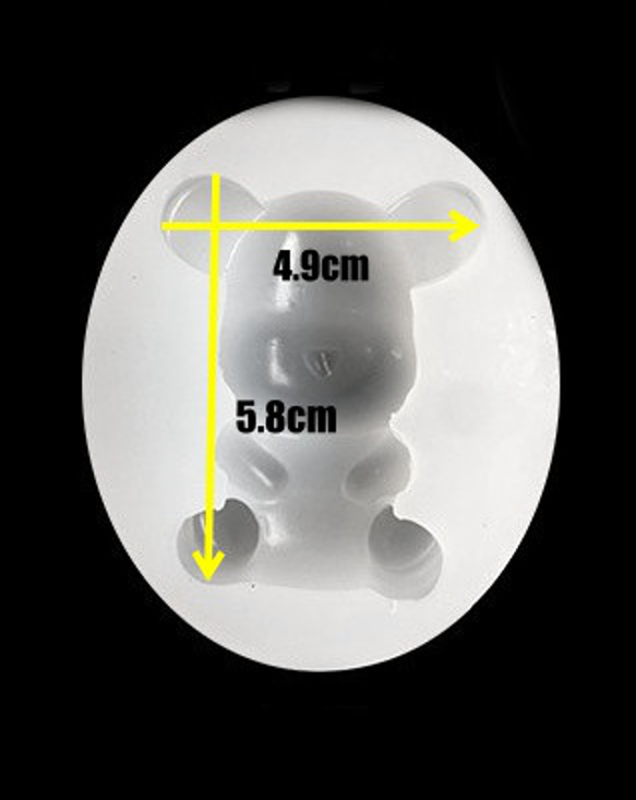【No.48】 シリコンモールド 熊 くま クリア (大) レジン お菓子型 粘土 2枚目の画像