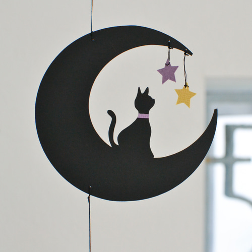 魔女と黒猫のモビール モビール ひらまり屋 通販 14592821｜Creema