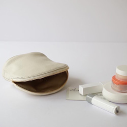 レザーフラットポーチL字ファスナー10×16 シルバー ポーチ mum