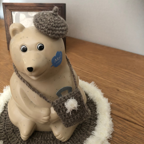 ショコラさま⋆* しろくま貯金箱用 お着替え ブルーマフラー付きしろくま貯金箱 | Polar Bear Money Box - 北欧雑貨