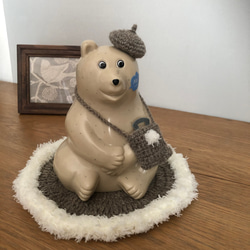 ショコラさま⋆* しろくま貯金箱用 お着替え ブルーマフラー付きしろくま貯金箱 | Polar Bear Money Box - 北欧雑貨