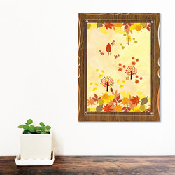 黄金色の秋の森アートポスター 2枚目の画像