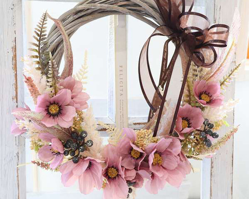 アンティーク英国 ピンク＆アイボリー 花器 聖火台 オリーブの実