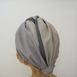 交換髮巾（扎）☆ 米色 × 灰色 × 灰色 第5張的照片