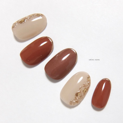 No.413]パイソン柄/ニュアンス/秋ネイル/上品/普段使い/お出かけ/旅行