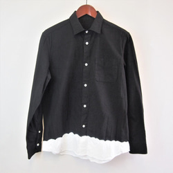 <OSOCU>知多木綿 レギュラーカラーシャツ スソノコシ 名古屋黒紋付染 受注生産可 2枚目の画像
