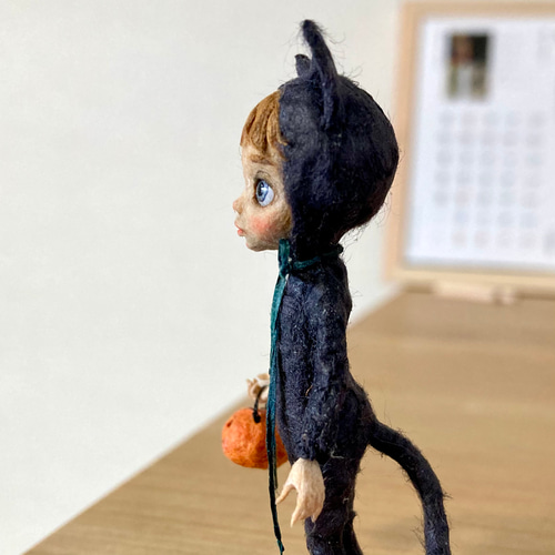 ミニチュア❤富士山とまんまるねこさん 和紙人形 『かわいい黒猫さん』 ミニチュアドール その他置物