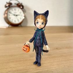 和紙人形 ミニチュアドール 黒猫さん 1枚目の画像