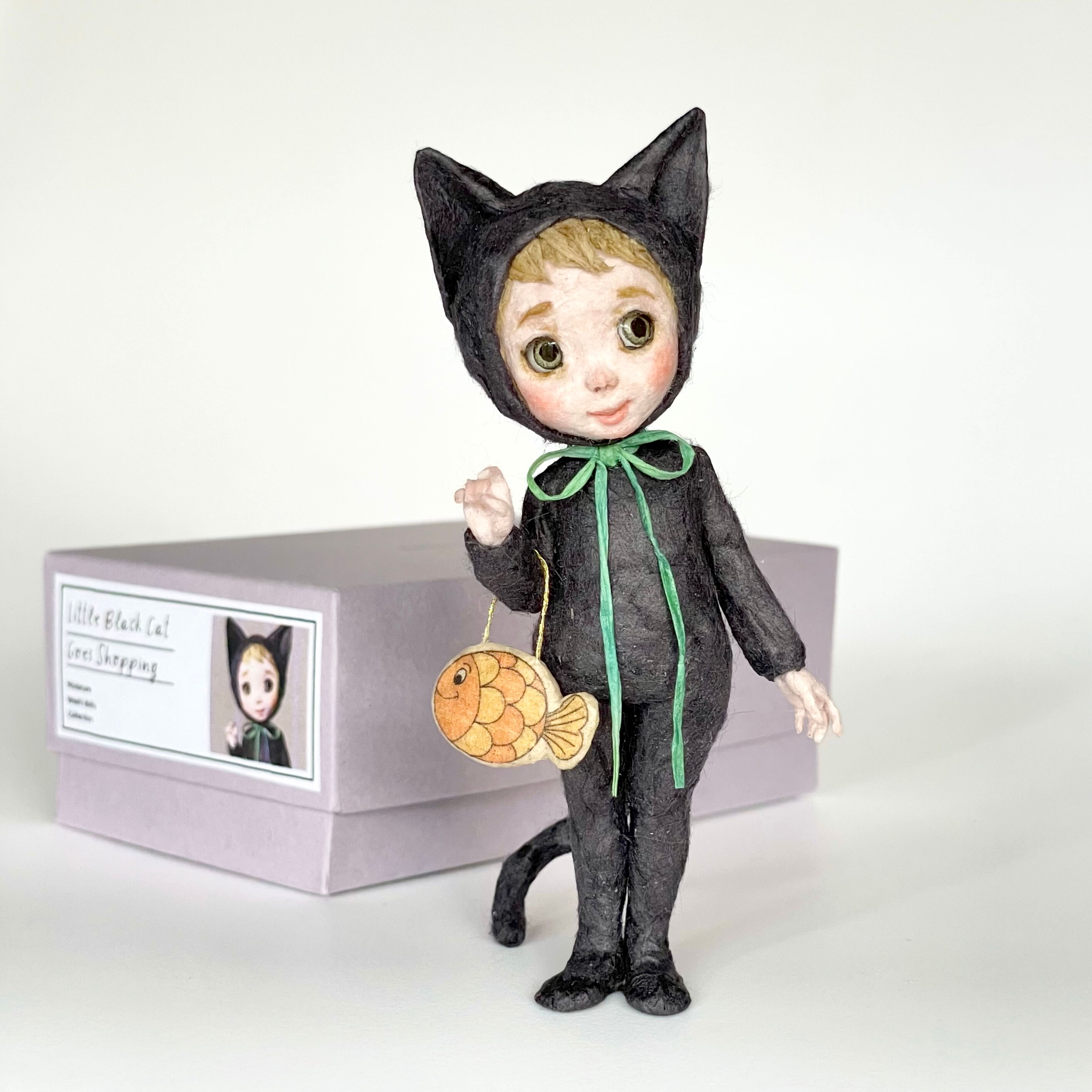 和紙人形『かわいい黒猫さんとおさかなポーチ』プレゼントギフト