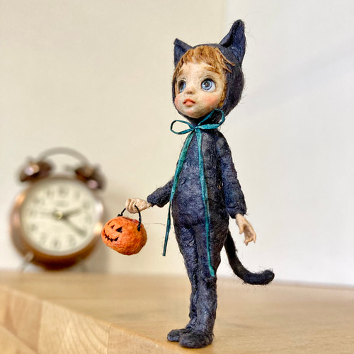 和紙人形 『かわいい黒猫さん』 ミニチュアドール その他置物