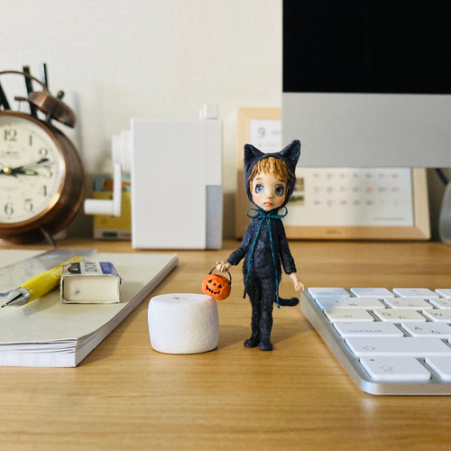 和紙人形 『かわいい黒猫さん』 ミニチュアドール その他置物