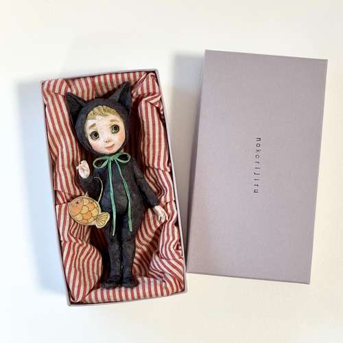 和紙人形『かわいい黒猫さんとおさかなポーチ』プレゼントギフト