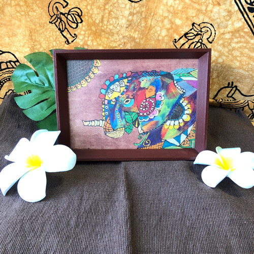 ガネーシャ　油画 原画販売】ガネーシャの絵（2Lサイズ）アジアンインテリア額付き