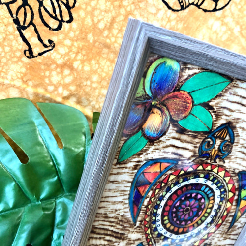 原画販売】ホヌの絵（2Lサイズ）アジアンインテリア・バリ雑貨