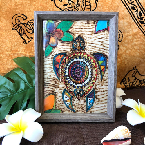 アジアンモチーフ絵画 原画販売】ホヌの絵（2Lサイズ）アジアンインテリア・バリ雑貨