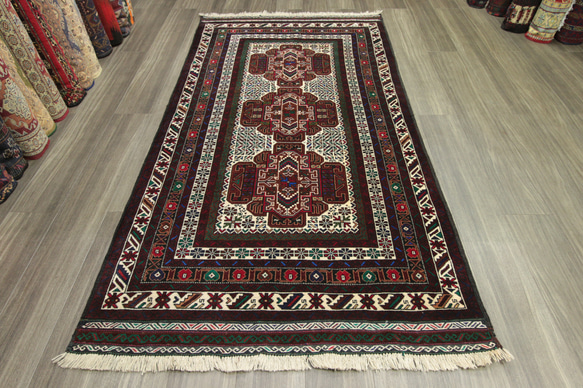 新品　ペルシアンバルーチ　手織り絨毯　アフガニスタン　トライバルラグ　119x218cm　＃76 1枚目の画像